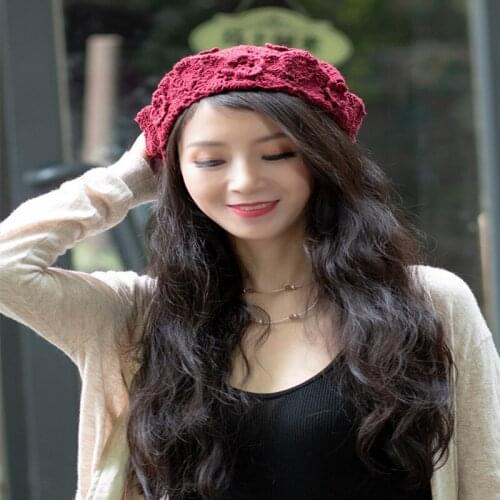Beret Summer Thin Lace Hollow Knit Hand Woven Octagonal Hat Bud Hat Ladies Stylish Woolen Hat