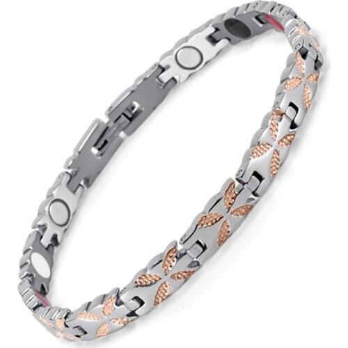 Women Jewelry Rose Gold Stainless Steel Healing Magnetic Bio Energy Bracelet For Women Men Accessory Bracelets 2020