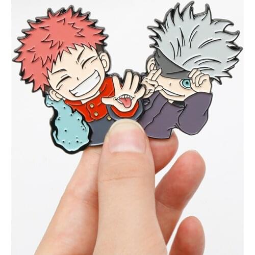 Jujutsu Kaisen Brooch Anime Gojo Satoru Figure Badge Jewelry Cute Enamel Lapel Pin Trinket for Friends Cartoon Fans New Arrival