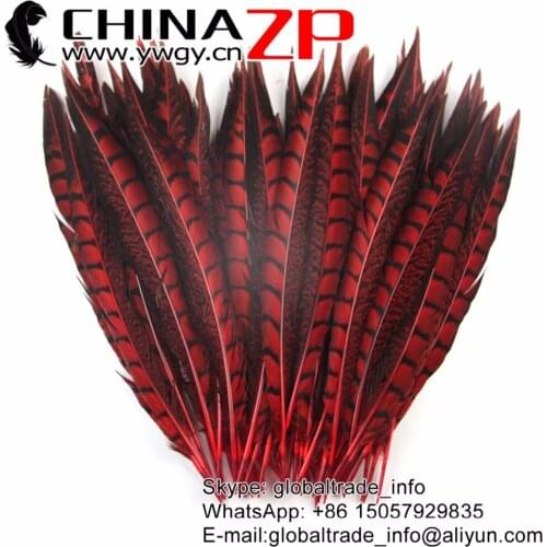 CHINAZP Feathersy 30 to 35cm Exporting Select Quality Red Dyed Lady Amherst Pheasant Feathers for DIY Craft Decoration