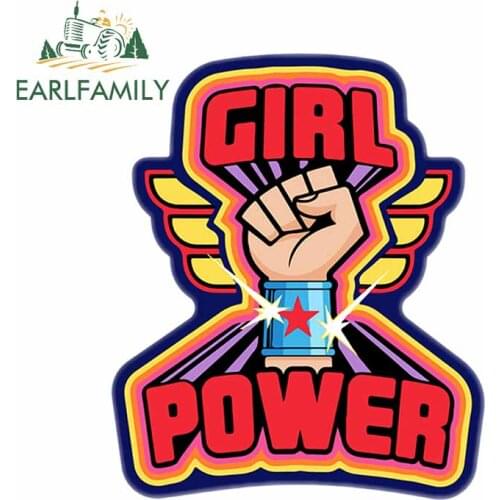 EARLFAMILY 13cm x 10.9cm Funny Girl Power Fist Decal Rear Windshield Vinyl Trunk Window Car Sticker
