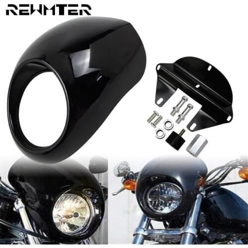 Motorcycle Headlight Fairing Cover ABS Headlamp Front Cowl Fork Mount For Harley Sportster XL 1200 883 48 Dyna Street Bob 73-Up