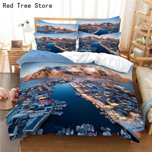Port Coast Scenery Bedding Set 2-3 Pieces Duvet Cover 3d Digital Printing Bed Linen Queen King Single Double 180*210 Comforter