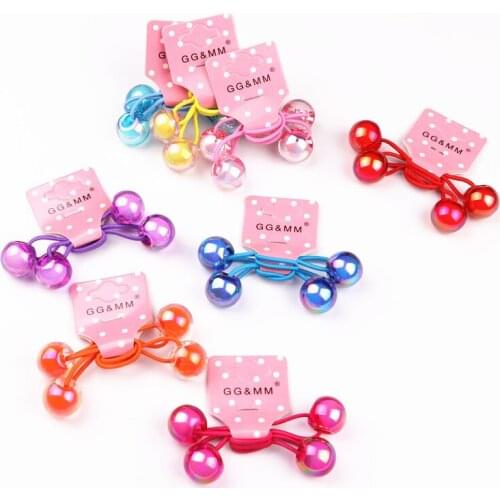 Korea Handmade Cartoon Shiny Acrylic Ball Kids Children Girl Elastic Hair Bands Head wear Accessories-GMKEHRB014C5