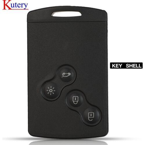 Kutery Smart Remote Key Card FOB Case For Renault Koleos Clio Original Keys shell with Key Blank Replacement 4 Buttons
