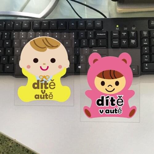 Baby in Car Cartoon Czech Language Decals Waterproof Reflective Car Stickers
