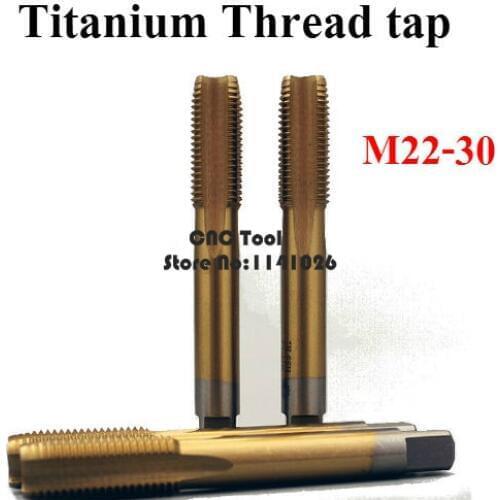 New 1PCS M22/M24/M27/M30/M22*1.5/M24*1.5/M27*1/M27*1.5 coating Titanium straight groove Machine Screw Thread Metric Plug Tap