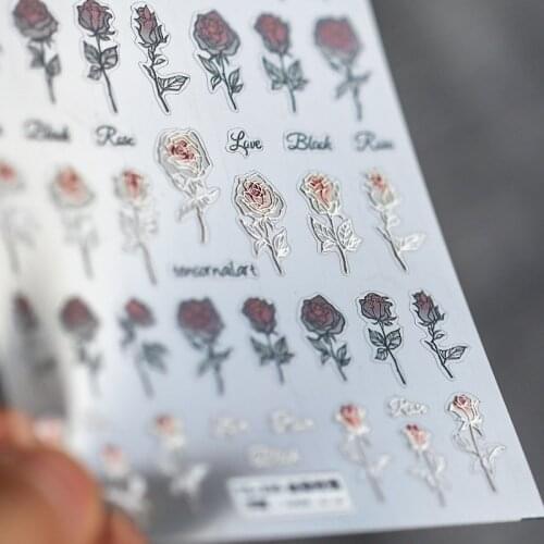 New craft 5D nail art decals Blood Rose - Embossed three-dimensional relief 5D nail art decoration stickers