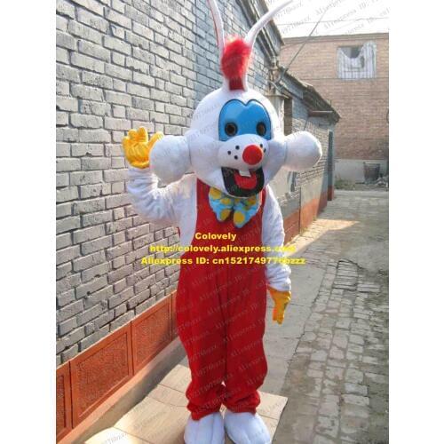 New White Easter Bunny Rabbit Lepus Jackrabbit Hare Mascot Costume With Blue Eyes Laughing Face Mascotte Adult No.207 Free Ship