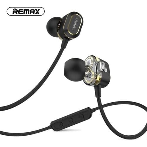 New original Remax RB-S26 lavalier double moving coil wireless Bluetooth sports earphones with mic stereo music earphones