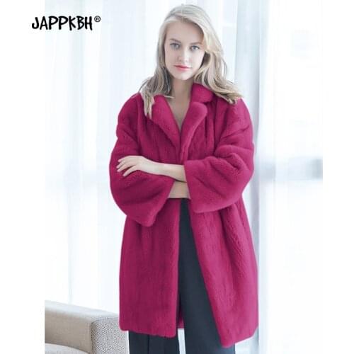 Faux Rabbit Fur Coat Women 2020 Autumn Winter Thick Warm Long Jackets Female Vintage Casual Plus Size Loose Solid Long Coat 4XL
