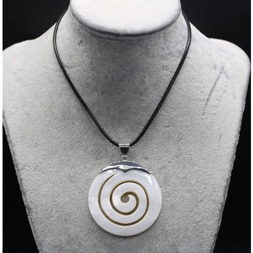 Natural Shell Mother of Pearl Shell Pendants Wax Thread Necklace for Women Jewelry Accessories Gift Size 45x45mm Length 55cm