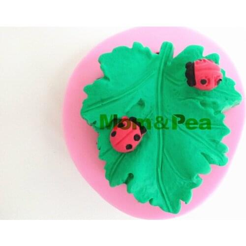 Mom&Pea 0404 Free Shipping Leaf & Ladybirds Silicone Soap Mold Cake Decoration Fondant Cake 3D Mold Food Grade Silicone Mould