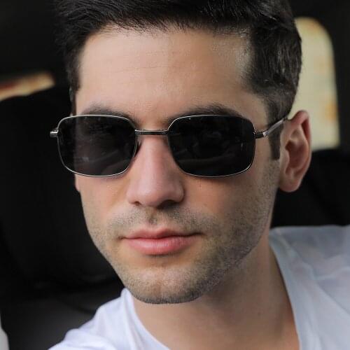 Folding Rectangule Driver Sun Glasses Polarized Mirror Sunglasses Custom Made Myopia Minus Prescription Lens -1 to -6