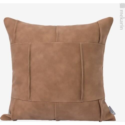 Modern light luxury hotel sofa cushion living room patina leather pillow car cushion pillow home decoration luxury pillowcase
