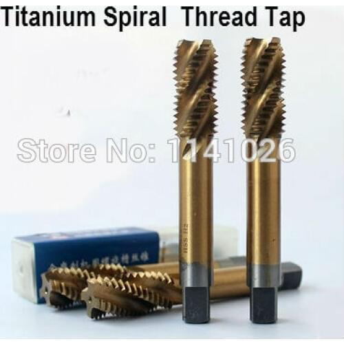 10PCS M3/M4/M5/M6/M8/M8*1/M10/M10*1 /M12 yellow coated high speed steel machine taps spiral groove machine tap,Spiral Thread Tap