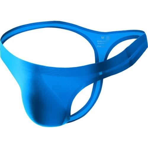 Sexy Seamless G String Thongs Ice Silk Nylon Breathable Quick Dry T Back Slip Bikini Bulge Pouch Home Lingerie Underwear