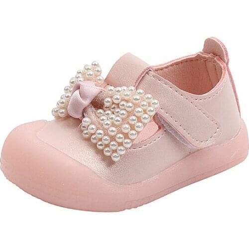 New Girl Baby Princess Bow Shoes Soft Sole Single Buty Childrens Leather Tde Kids Shoes 0-1 Toddler Lightweight Cute Style