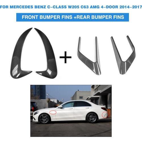 Carbon Fiber Front Fender Vents Scoops and Rear bumper Side Wings for Mercedes Benz W205 C63 AMG Sedan 4-Door 2014-17 4PCS