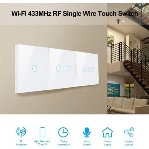 1/2/3 Gang WiFi Smart Switch RF 433 Remote Control Glass Panel Light Switch Smart Life Tuya Work With Alexa Echo Google Home