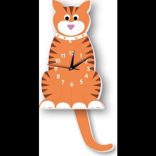 Funny Animal Shake Tail Leopard Cat Wall Mute Clock Stickers For Room Kidroom Bedroom Decoration Adesivo De Parede Muursticker