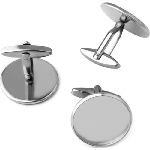 10pcs 12/14/16/18/20mm Stainless Steel cufflink Cabochon Base Bezel French Cufflink Cuff Tray Round Business Cufflinks Jewelry