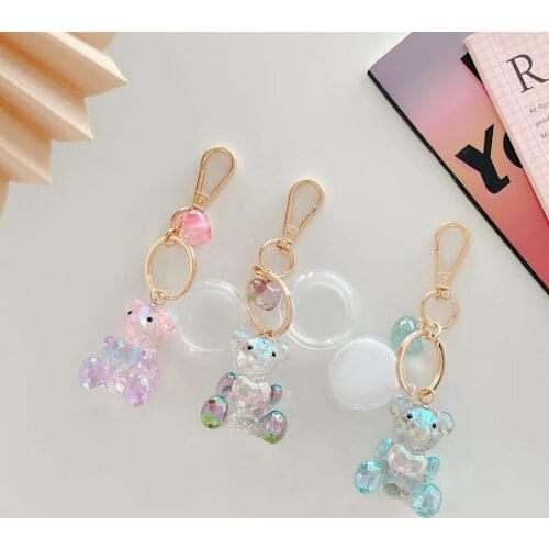 Protective Cover For Airtag Cute Crystal Bear Anime Silicone Sleeve For Apple Locator Tracker Anti-lost Case Keyring Accessories