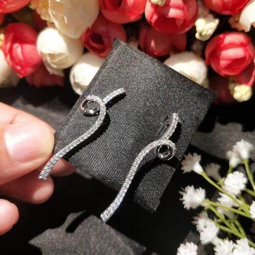 Top Quality S925 Sterling Silver Studs Micro Pave Premium CZ Snake Style Curve Silver Earrings For Women Fashion Jewelry
