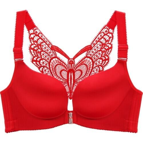Plus size push up bra Large size bra without underwire Front button butterfly beautiful back underwear women