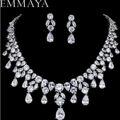 EMMAYA Brand New Jewelry Set For Woman Long Necklace Pendant Crystal Earrings Wedding Beads Fashion Jewelry Gift
