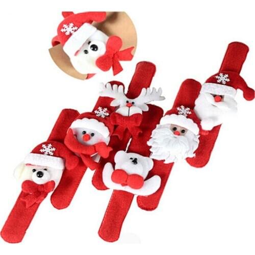 1/2/5Pcs Christmas Patting Clap Circle Bracelet Party Wrist Decor Watch Santa Claus Snowman New Year Xmas Children Gift Toy
