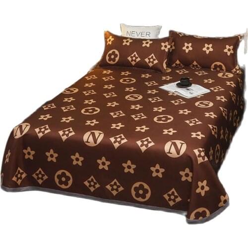 3PCS Summer Mat Cooling Bed Sheets Foldable Single Double Queen King Pillowcase Brown Mattress