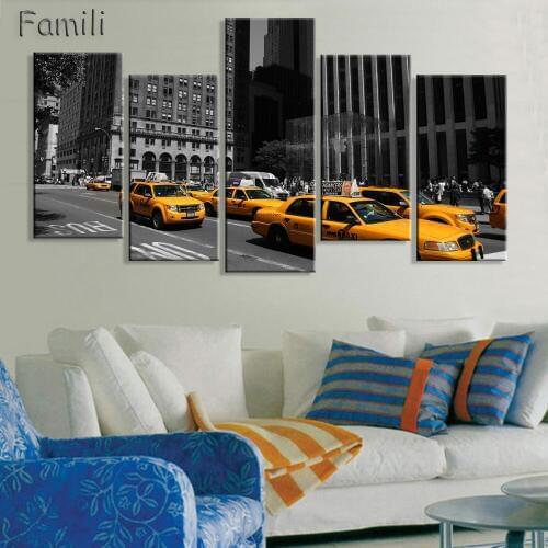 5Panel HD Printed new york city Painting on canvas room decoration print poster picture canvas Free shipping
