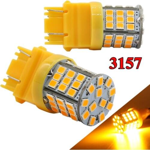 50pcs Car parking Signal Light 3157 LED Amber Yellow Turn Signal DRL 57SMD 2835 Light Bulbs 40W/Bulb 12V Car Signal Light