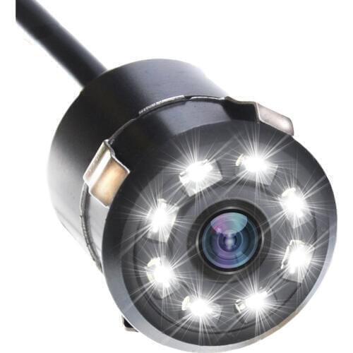18.5mm Drill Hole Car Parking Backup Reverse Rear View Camera 8 LED Night 170 Degree Mini Waterproof Color CCD Image