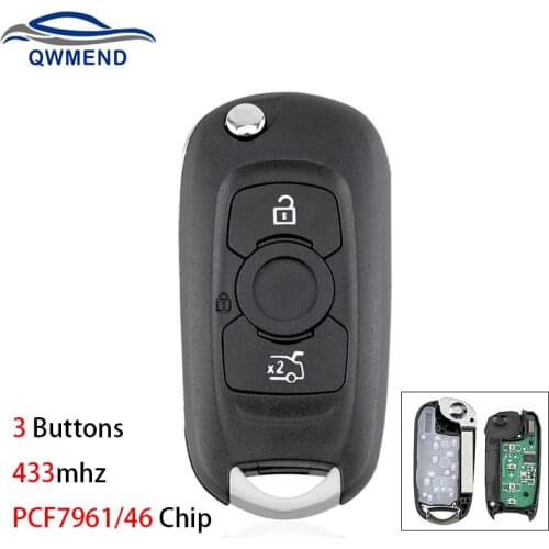 BHKEY 3 Buttons Car Remote Key for Opel Vauxhall Astra K 2015 2016 2017 Smart Car Key PCF7961 Chip ID46 433Mhz for Vauxhall Key