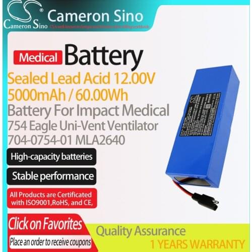 CameronSino Battery for Impact Medical 754 Eagle Uni-Vent Ventilator fits 00817392021571 704-0754-01 Medical Replacement battery