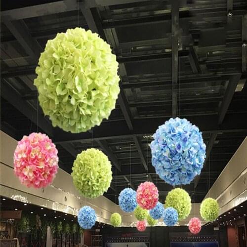 Free Shipping 25 CM Dia Artificial Silk Hydrangea Flower Kissing Ball For Wedding Party Decorations Supplies