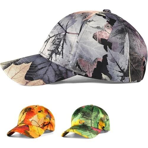 Unisex Maple Leaf Printing Tie-dyed Baseball Cap Seasons Travel Polyester Breathable Sunhat Adult Outdoor Sports Adjustable Hats