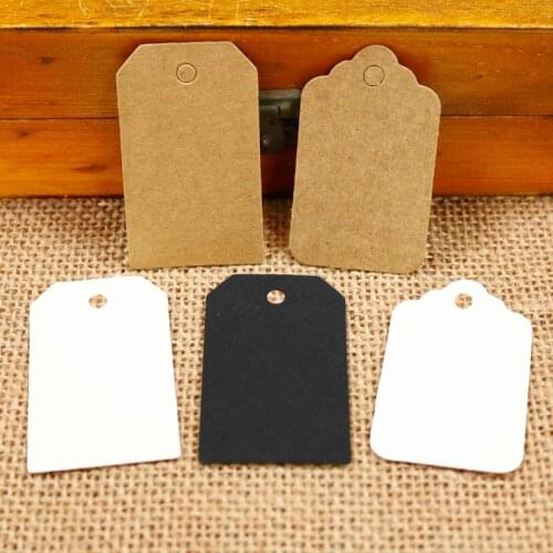 500pcs 4x7cm Blank Kraft Paper Tag Vintage White Black Gift Tag Wedding Birthday Party Decoration Hang Tag Gift Wrapping Label