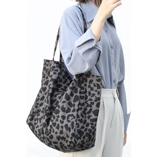 Big Capacity Fabric Top-handle Tote Bag Female Teenager Fashion Student Animal Pattern Soft Open Handbag Shopping Shopper Bag