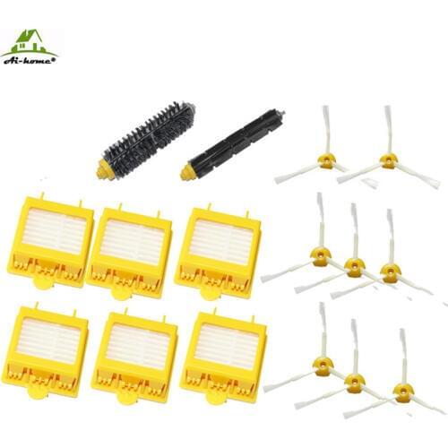 For iRobot Roomba 700 Series 770 780 790 New Bristle & Flexible Beater Brush & 6 Hepa Filter & 8 Side Brush Vacuum Cleaner kits