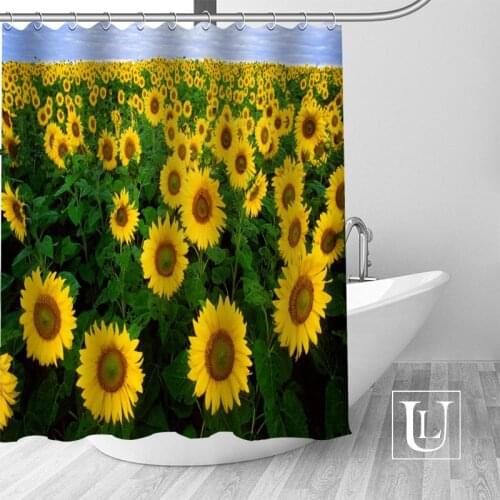 Hot New Eco-friendly sunflower Shower Curtain Custom Bathroom Curtain modern Polyester Fabric Thick Waterproof Mildew