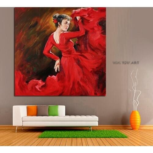 Spanish Flamenco Dancing Painting Canvas Flamenco Dancer Poster Handmade Decorative Painting For Living Room Home Decor