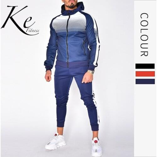 KE Muscle fitness sports loose hooded sweater coat foreign trade new mens casual pants suit tide tracksuit men sports set men