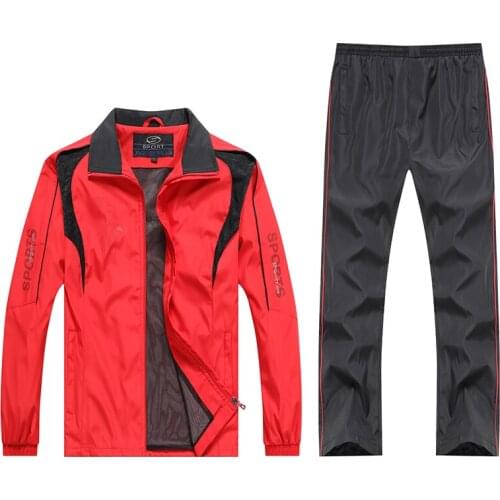 Mens Sportswear Sets Spring Autumn 2 Piece Set Sporting Suit Jacket+Pant Male Fashion Tracksuit Top Quality Asian Size L-5XL