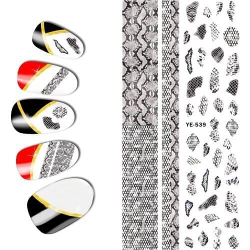 UPRETTEGO 1X Super Large Nail Art Transfers Stickers Nail Decals LEOPARD PANTHER SNAKE ZEBRA SKIN PATTERN LACE YE537-539