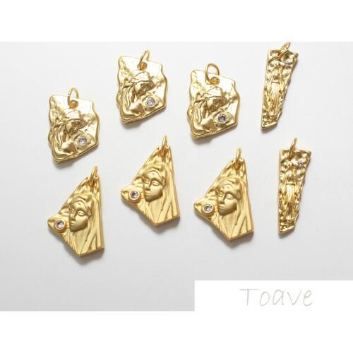 Copper plated real gold sub gold effect beauty head DIY Earrings Necklace Bracelet material accessories