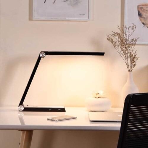 Multifunction LED Desk Lamp with QI Wireless Charger USB Charge Port Dimmable Brightness Sensitive Control Eye Care Table Light