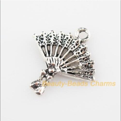 Fashion 25 New Pendants Classical Fans Tibetan Silver Color Charms 29.5x21mm